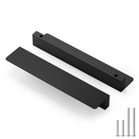 Top Shelf 10 Pack Of Matte Black Finger Edge Pulls With Five Inch Center Spacing And Smooth Rounded Corners Perfect For Kitchen Cabinets And Dresser Drawers That Is A Total Game Changer For Your Home Makeover - two matte black drawer pulls with screws.