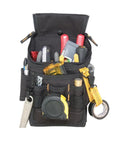 Medium Ziptop Utility Pouch Black With 11 Pockets And Double Pull Zipper Cover holding various tools in pockets