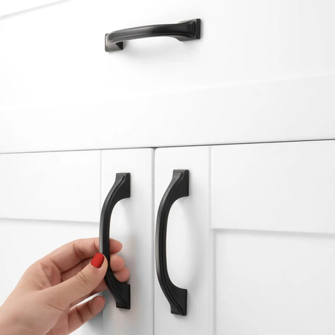 Premium Matte Black Cabinet Pulls 3 Inch Center To Center 10 Pack Bundle Crafted From Rock Solid Steel for modern kitchen drawers with hand gripping.