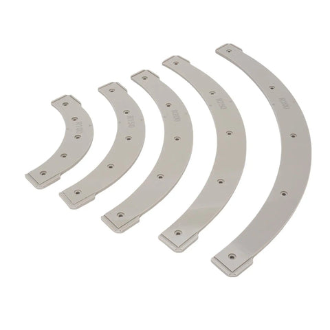 Top Shelf Round Corner Radius Templates And Router Radius Jigs For Woodwork Include Five Durable Plastic Arc Cutters In R100 R150 R200 R250 R300 Sizes For Sweet Easy Finishing.
