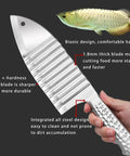Hong Won stainless steel crinkle-cut knife for potatoes and vegetables; ridged blade, ergonomic handle