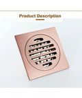 Solid Rose Gold Bathtub Stopper With Heavy Duty Brass Body And Reliable Anti Odor Seal For Showers And Floors Built Like A Tank For Wet Bathrooms, top view showcasing slotted design.