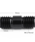 Top Shelf M12 Thread 15mm Camera Rail Rod Connector Extender Screw For Dslr Filmmaking Kit showing black aluminum extender with measurements.
