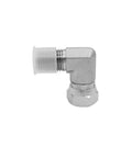 Hydraulic hose elbow fitting, side view, 1/4 in. male to 1/4 in. female swivel 90°, carbon steel