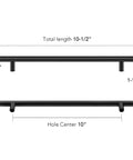 Image of Five Pack 10 Inch Matte Black Cabinet Handles For Kitchen Cabinets And Dresser Drawers, Stainless Steel Pulls With Anti-Stain Finish, 10-1/2 Inch Overall Length, 1/2 Inch Diameter on white background.