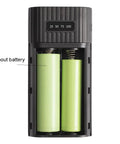 Dual 18650 And 21700 Battery Box Power Case, USB C Quick Charge Hub with digital screen display and no batteries included.