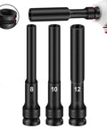Heavy Duty 3PCS Chrome Vanadium Socket Adapter Set For Impact Wrench Fits 8mm 10mm And 12mm Hex Heads With Sweet 1/2 Inch Drive Interface Totally Rock Solid Gear Head Upgrade, 8 10 12mm adapters
