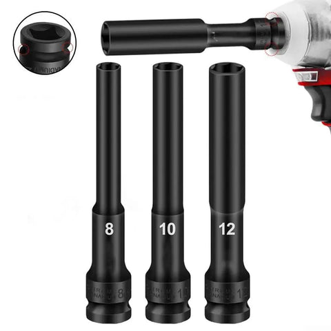 Heavy Duty 3PCS Chrome Vanadium Socket Adapter Set For Impact Wrench Fits 8mm 10mm And 12mm Hex Heads With Sweet 1/2 Inch Drive Interface Totally Rock Solid Gear Head Upgrade, 8 10 12mm adapters