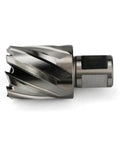 Side view of Oscarbide annular cutter with Weldon shank, 1-1/4 in cutting diameter, 3/4 in shank