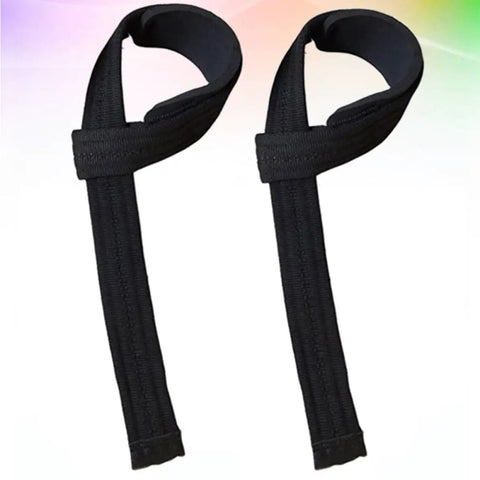 Pair Weightlifting Straps for Barbell and Bodybuilding, Cotton and Polyester Wrist Wraps with Hand Protection, Black
