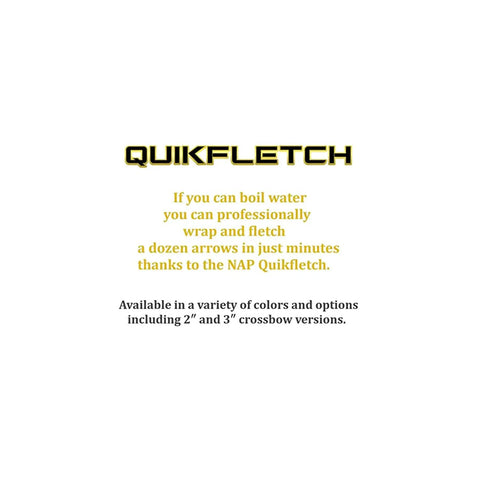 Quikfletch Hellfire Stabilizing Fletching 2 Inch Vanes White and Yellow for DIY arrow building instructions displayed