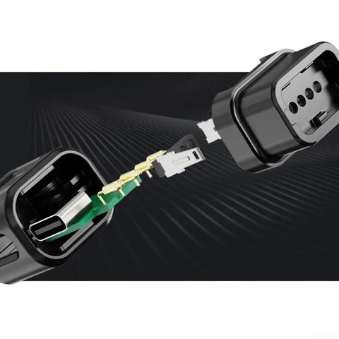 Type C To 4 Pin Rear Derailleur Charger Converter for 12 Speed DI2 Systems showing internal components, ABS and metal design.