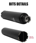 TEHify 3-inch wet diamond core drill bit with 1-1/4 inch threaded shank, black metal body and segmented cutting head.