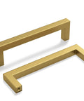 Gold Brushed Brass Cabinet Pulls 6 3/4 Inch Slick Square Kitchen Cabinet Handles Pack Of 10 Stainless Steel With 6 1/4 Inch Hole