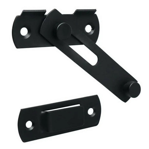 WUUWCHODC Stainless Steel Safety Snap Latch Door Bolt for Gate Hardware, black finish, includes hook and latch components.