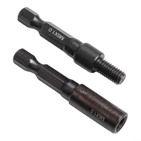 Hanger Bolt And Threaded Insert Driver Kit With Self Tapping Socket Adapters One Quarter Inch Hex Shank Chromium Vanadium Steel Drill Attachments For M6 M8 M10 Quick Install Durable Pro Grade DIY Tool Set, M6 adapter close-up
