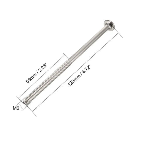 Heavy Duty M6x120mm Phillips Head Furniture Screws 58mm Thread Length Nickel Plated Carbon Steel For Wood Cabinets And DIY Projects