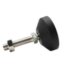 Four Piece Universal Adjustable Furniture Leveling Feet With Heavy Duty Swivel Base And Screw Thread Glides M8 M10 M12 showing a rubber leveling pad with screw.