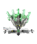 10 Inch Sliding Compound Miter Saw With Adjustable Laser Guide, Double Bevel, 12 Amp Motor, showing movement of blade and fence