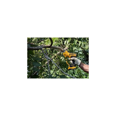 User prunes a branch using the 20V Max Cordless Pruner with 1-1/2 Inch Cut, Quick Blade Changes in a garden setting.
