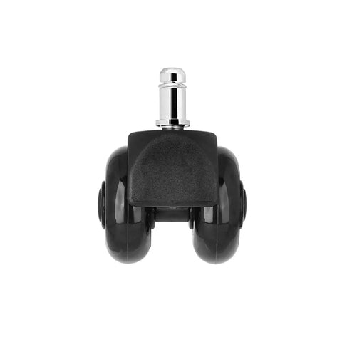 Front view of 5 Pieces 2 Inch Office Chair Casters Swivel Rubber Soft Safety Rollers PU Transparent Wheels for desk chairs and furniture.
