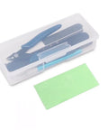 Gundam Model Tools Kit Nine Piece Starter Set For Building Repairing And Fixing Models And Toys in plastic case with green cloth