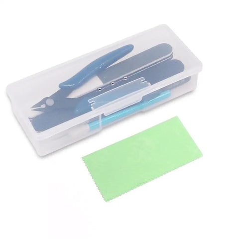 Gundam Model Tools Kit Nine Piece Starter Set For Building Repairing And Fixing Models And Toys in plastic case with green cloth
