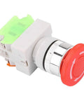 Emergency Stop Button Self Locking Mushroom Push Button Switch 22mm Mount shown with insulated design for industrial safety