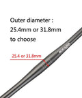 Close-up of Bike Riser Handlebar 25.4 to 31.8mm, 620mm Length, Aluminum Alloy, with diameter markings and logo visible.
