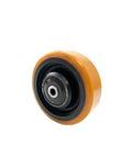 Heavy Duty 150x50 Or 12mm Forklift Stabilizer Roller Wheels Part Number 0039903515 side view of orange 150x50mm roller wheel for industrial equipment.