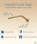 14K Gold Filled L Shaped Nose Stud With Tiny 1mm Micro Ball, 24G Thin Post 0.5mm, Hypoallergenic Minimalist Nostril Piercing Jewelry For Women, Tarnish Resistant And Water Safe For Daily Wear.