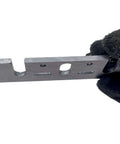 Top Shelf HSS Planer Blades Set Of Eight Heavy Duty Hand Planer Replacement Knives Built Tough For The Woodworking Shop Boasts Crisp Cuts Every Single Time For Reliable 3 1 4 Inch Model Compatibility, showing a close-up of a professional-grade steel knife.