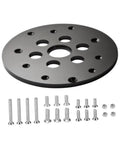Universal Guide Bushing Router Template Plate 6.42 Inch Diameter With 1.25 Inch Center Hole Durable Polypropylene Construction Includes Mounting Hardware and screws
