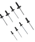 200pcs Assorted Black Blind Rivets Set 8-18mm Multi Grip Hollow Open Rivets For Quick Easy Install And Strong Vibration Resistant Joints On Metal Wood And Plastic. black blind rivets assorted sizes