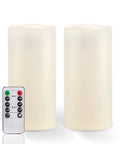 Outdoor Flameless Candles 8 by 4 Inch Waterproof Pillar Set of 2 with Remote Control and Timer Battery Operated LED Candle Lanterns