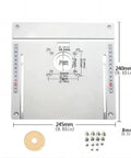 Precision Aluminum Router Table Insert Plate With Miter Gauge Guide Fence Sliding Brackets, 245mm, showing dimensions and features.