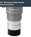 2X Barlow Lens For 1.25 Inch Telescope Eyepieces With Threaded Barrel Doubles Magnification While Keeping Eye Relief Fully Multi Coated Optics With Blackened Edges For Superior Light Transmission, 1.25-inch aluminum barrel