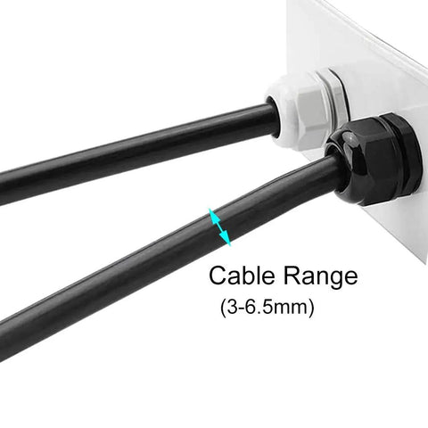 40 Pieces Premium Nylon PG7 Cable Glands Adjustable 3 To 6.5mm IP68 Weatherproof Gland Joints with Gaskets installed for outdoor wiring