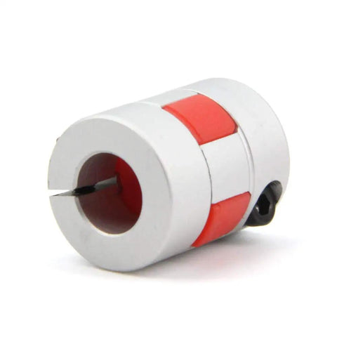 Close-up of 2 Pack Aluminum Plum Shaped Flexible Shaft Coupling 8mm To 10mm Bore 20mm Diameter 25mm Length 8x10mm Motor Connector