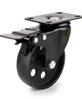 Heavy Duty 4 Inch Cast Iron Swivel Plate Caster with Dual Locking Brakes for Tables and Carts, 2000 Lb Total Capacity, side view