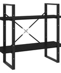 Two Tier Black Book Cabinet With Engineered Wood Shelves No Fuss Storage For Books And Decor Durable Home Office Organizer