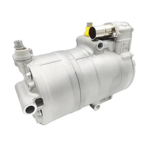 Straight Swap Electric AC Compressor For Bmw I3 I8 And Mini Hybrids side view showing connectors and metal body detail.