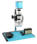 HDMI Microscope Camera With IMX385 Sensor, Automatic Motorized Z Drive, 3D Stereo Zoom Up To 150X, C Mount Lens, Measuring Or Not Measuring Mode, Plug And Play Pro Grade Setup For Lab, Class, And DIY Microscope Work on stand