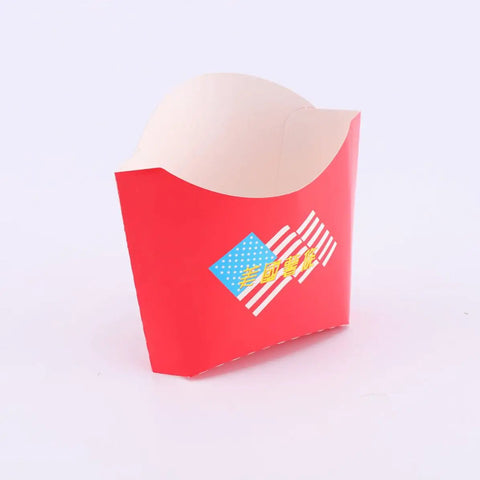 Red Paper Snack Boxes 100 Pack Disposable Fries Boxes For Grab-And-Go Food Service with American flag design