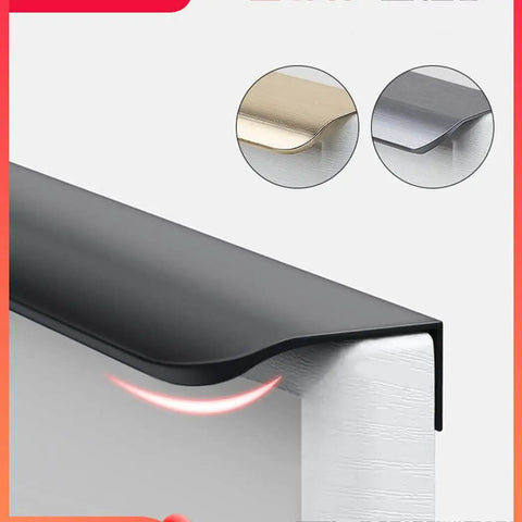 Gold Slick Invisible Door Handle Set For Wardrobe And Kitchen Cabinets Concealed Edge Pulls Black and Gold
