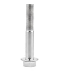 Front view of silver titanium flange hex bolt, M10 x 65mm