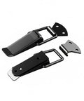 Heavy Duty Spring Toggle Latch For Toolboxes And Storage Cases Solid Iron With Electro Plating, shown from above in black finish.
