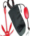 Grapnel Anchor System For Boats And PWCs, 3.5 Lb Folding Anchor With 25 Ft Marine Rope in black, red anchor, storage bag, complete A-2 set