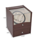 Premium Dual Automatic Watch Winder Box With Silent Belt Drive Motor For Mechanical Timepieces, elegant wooden display case with drawers.