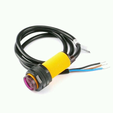 Infrared Photoelectric Switch Obstacle Avoidance Sensor Module E18D80NK with cables, ideal for DIY automation projects.